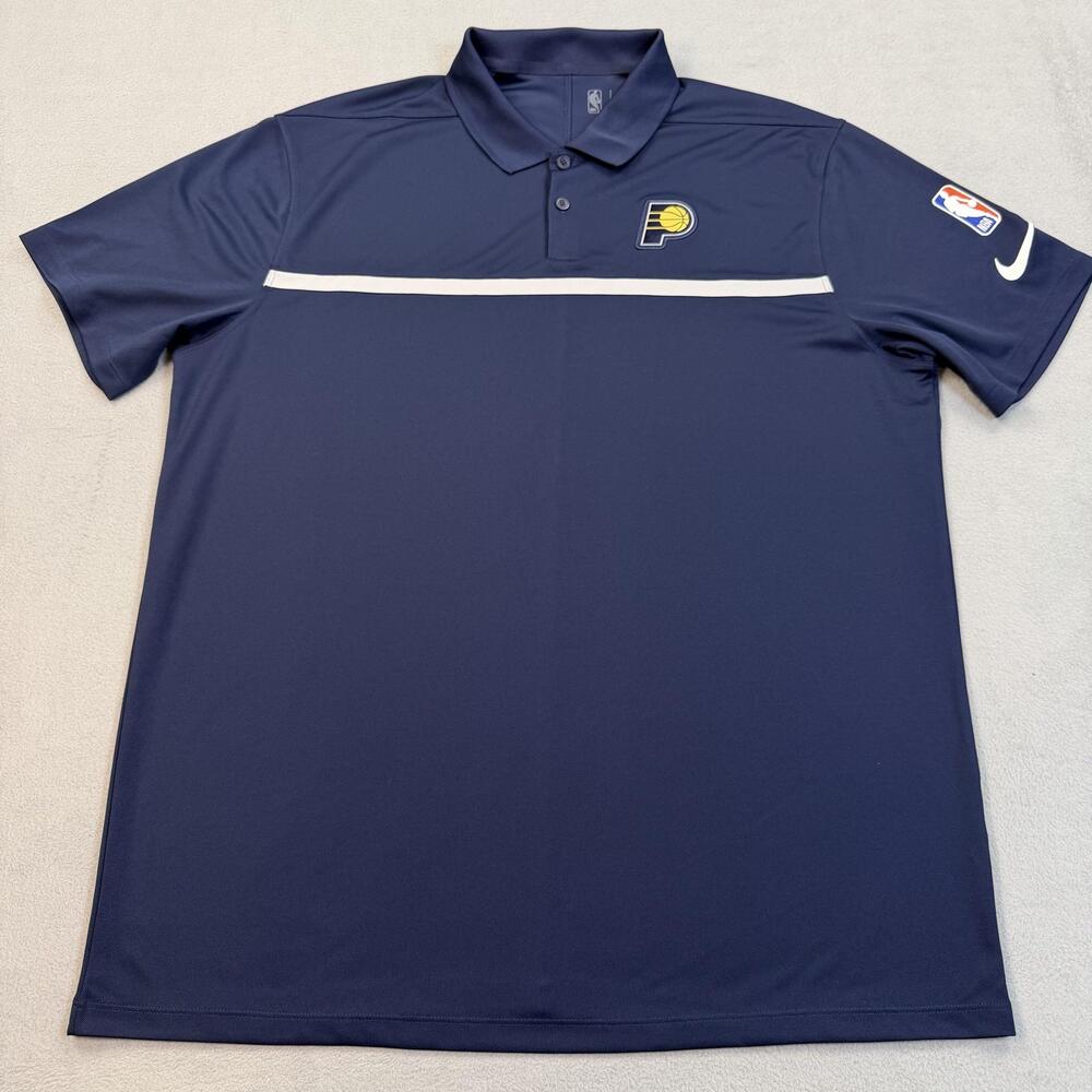 Indiana Pacers Shirt Polo Mens Large Navy NBA Basketball Nike Dri-FIT Top